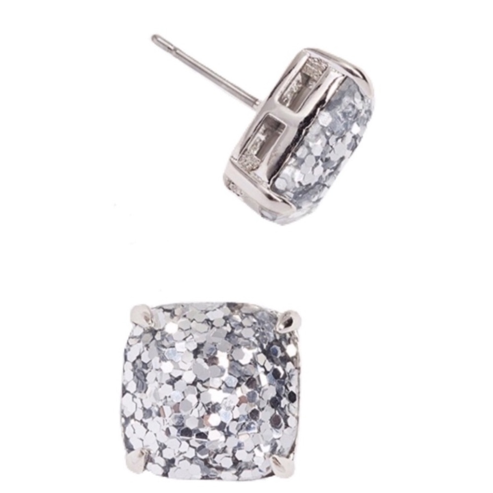 KATE SPADE NEW YORK ♠️ something sparkly silver glitter square earrings